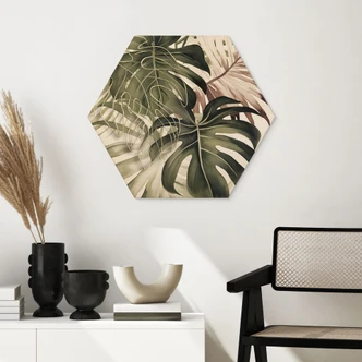 Esagono in legno Foglie tropicali Boho - Haase 
