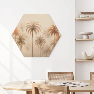 Esagono in legno Paesaggio tropicale con palme - Haase 