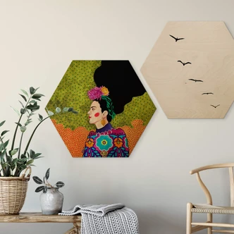 Hexagon - Holz Hülya - Frida im Portrait 