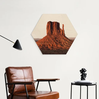 Hexagon Holzbild Felsformation in Monument Valley - Hugonnard 