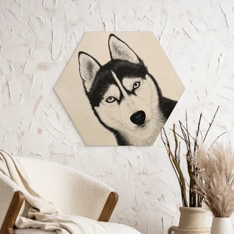 Hexagon-Holzbild Sibirischer Husky - Hundeporträt - Korenkova Hexagon-Holzbild Sibirischer Husky - Hundeporträt - Korenkova