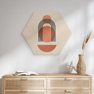 Sekskantet træ Abstrakt geometri i ferskenfarver - Kubistika Sekskantet træ Abstrakt geometri i ferskenfarver - Kubistika