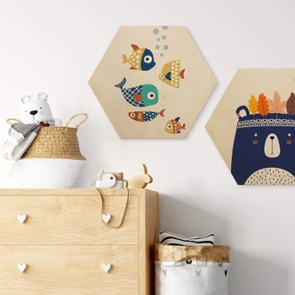Hexagon - Holz Kubistika - Kleiner Indianer 