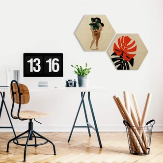Hexagon - Holz Kubistika - Monstera Duett 