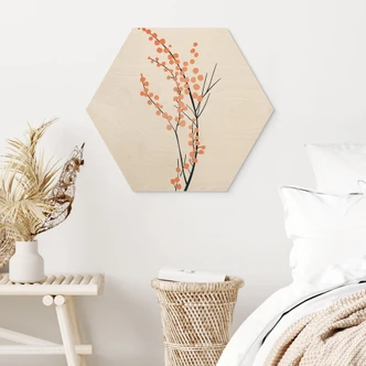 Sekskantet træ Ferskenfarvede kirsebærblomster - Kubistika Sekskantet træ Ferskenfarvede kirsebærblomster - Kubistika