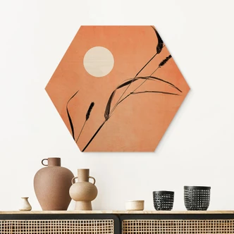 Sekskantet træ Siv i ferskenfarvet solskin - Kubistika Sekskantet træ Siv i ferskenfarvet solskin - Kubistika