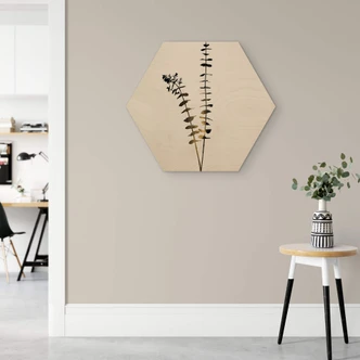 Hexagon - Holz Birke-Furnier Kubistika - Schwarz-Goldener Eukalyptus 