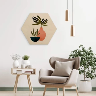 Holzbild Kubistika - Skandinavisches Stillleben - Hexagon 