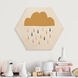 Hexagone - Bois Pluie joyeuse dans des tons pastels - Lisboa 