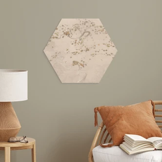 Hexagon Holzbild Elegante Kiefer im asiatischen Stil - Ms Tiff 