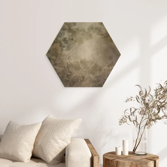 Houten Wanddecoratie zeshoekig bos met uitzicht in de boomtoppen - Ms Tiff 