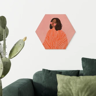 Billede af træ kvinde med orange tæppe - Müller 