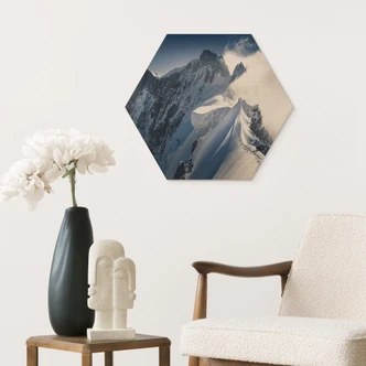 Sekskantet billede af træ på toppen af Mont Blanc - Nienartowicz 