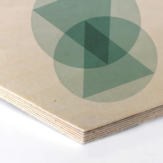 Hexagon - Holz Birke-Furnier Nouveauprints - Circles & triangles aqua 