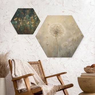 Hexagon Wood Dandelion dream in spring - Paksoylu 