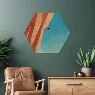 Hexagon-Holzbild Klettern am Grand Canyon - Rivers 