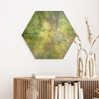 Tableau sur bois Hexagon Jeu de couleurs de vert d'or - Schmucker Tableau sur bois Hexagon Jeu de couleurs de vert d'or - Schmucker