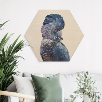 Hexagon - Holz Birke-Furnier - Sisi & Seb - Blauer Kakadu 
