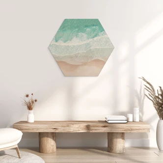 Hexagon Holzbild Sanfte Wellen am Strand - Sisi & Seb 