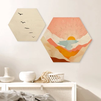 Holz Wandbild SpaceFrog Designs - Sommertag - Hexagon Holz Wandbild SpaceFrog Designs - Sommertag - Hexagon