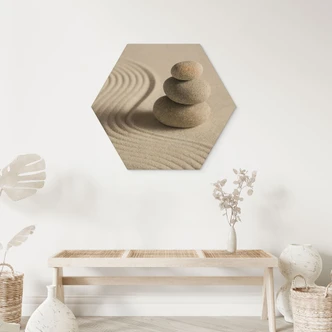 Hexagon Wood Print Stone in Sand 2 