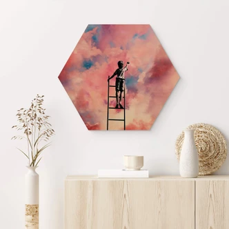 Hexagon Holzbild Wolkenmaler - Taudalpoi 