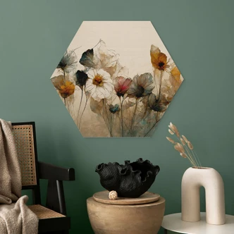 Hexagon Hout Boeket van gedroogde bloemen - Treechild 