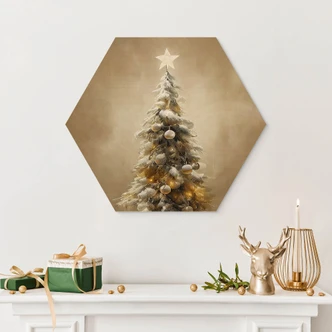 Hexagone - Bois Sapin de Noël doré - Treechild 