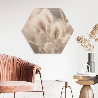 Hexagon Hout Treechild - Pastelkleurige grassen 