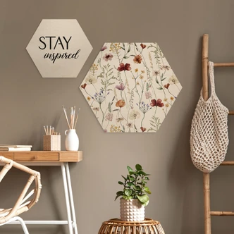 Hexagone - Bois Fleurs sauvages multicolores - UN Designs 