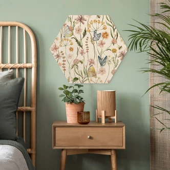 Hexagone - Bois Prairie printanière avec papillons - UN Designs 