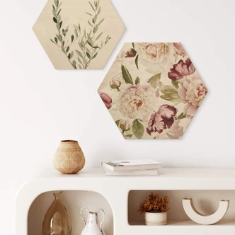 Hexagone - Bois UN Designs - Fleurs vintages 