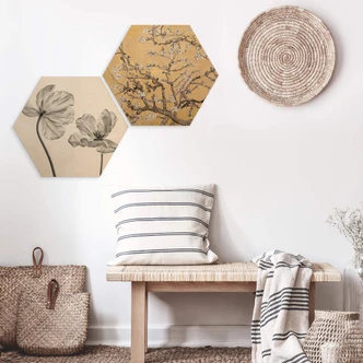 Hexagon Hout van Gogh - Amandelbloesem crème 