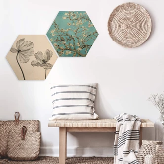 Hexagon - Holz van Gogh - Mandelblüte 