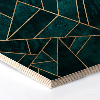 Hexagon - Holz Birke-Furnier Fredriksson - Blau-grüner Edelstein Hexagon - Holz Birke-Furnier Fredriksson - Blau-grüner Edelstein