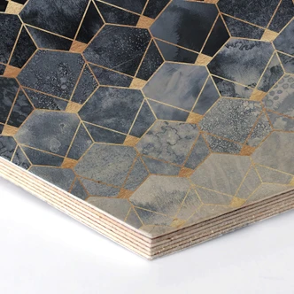 Hexagon - Holz Birke-Furnier Fredriksson - Hexagone: Blau und Gold Hexagon - Holz Birke-Furnier Fredriksson - Hexagone: Blau und Gold