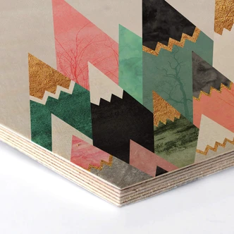 Hexagon - Holz Birke-Furnier Fredriksson - Bunte Berge 