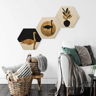 Hexagon - Holz Birke-Furnier Kubistika - Bouquet No. 5 