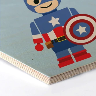 Hexagon - Holz Birke-Furnier Gomes - Captain America Spielzeug 
