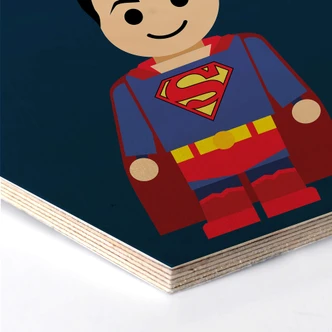 Hexagon - Holz Birke-Furnier Gomes - Superman Spielzeug 