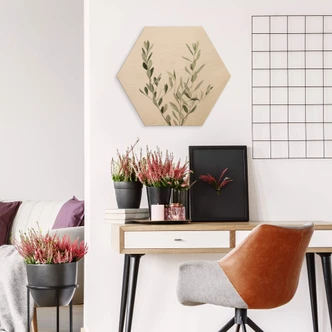 Hexagon - Holz - Sisi & Seb - Olivenzweig 