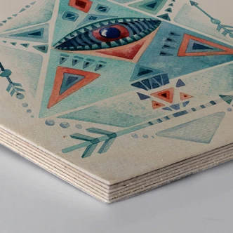 Hexagone - Bois placage bouleau - Kvilis - Prisme bleu 