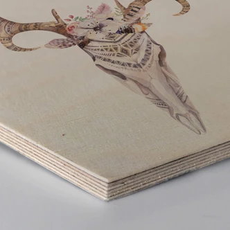 Hexagon Wood Birch Veneer - Kvilis Boho Skull 