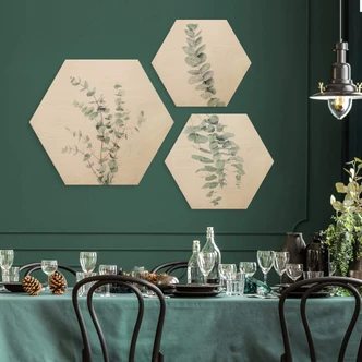 Hexagon - Holz Birke-Furnier Sisi & Seb - Eukalyptuszweig 