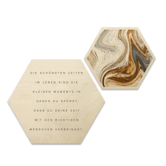 Hexagon - Holz Birke-Furnier - Die schönsten Zeiten im Leben (2er Set) 