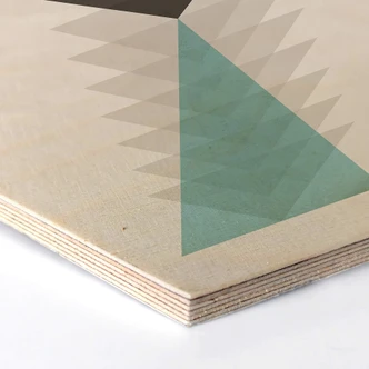Hexagone - Placage bois de bouleau - Nouveauprints - Totem aqua & pink 