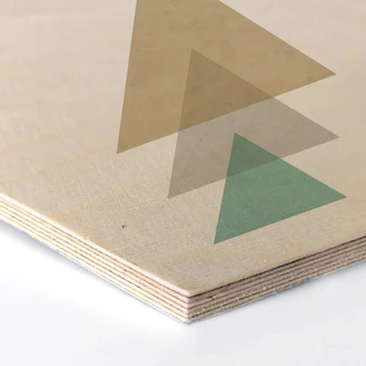 Hexagone - Placage bois de bouleau - Nouveauprints - Triangles aqua  