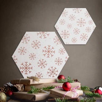 Hexagon - Alu-Dibond koper effect Copper Snowflakes 