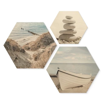 Hexagon Hout Beach Flair (3-delig) 
