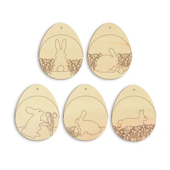 Boomdecoratie Paaseieren met Haasjes (5-delig) 